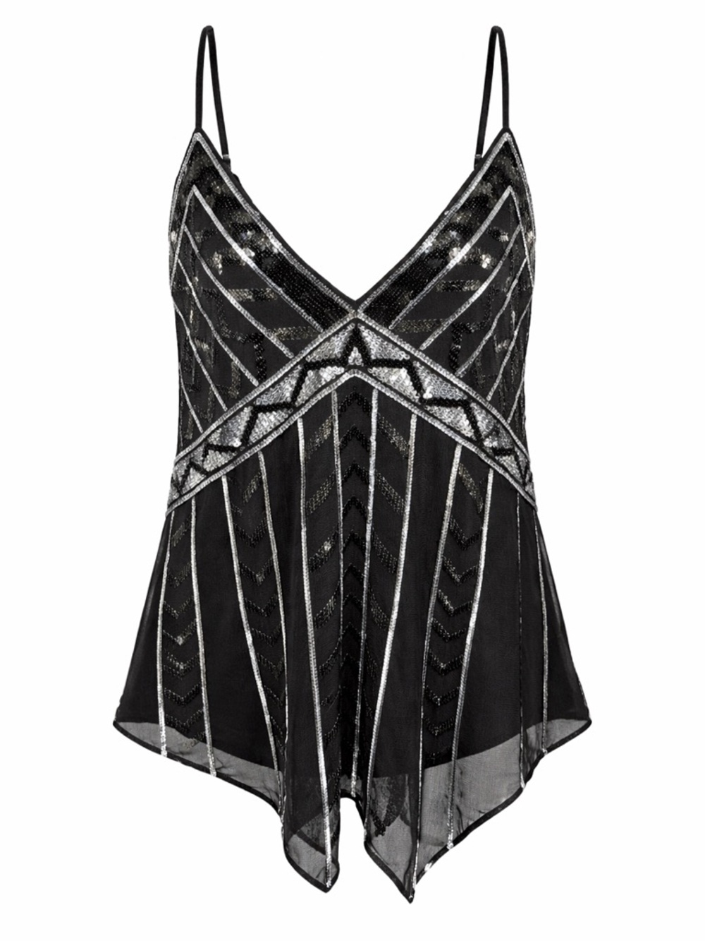 Y2K Express Sequin Beaded Mesh Cami Whisigoth Fairy Grunge Goth‎ Club- Large